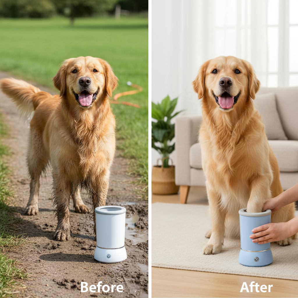 Golden Retriever before/after concept